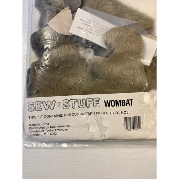 Vtg Talon American Sew 'N Stuff Wombat Sewing Kit Pre-Cut Pieces #9025 New - Picture 4 of 6